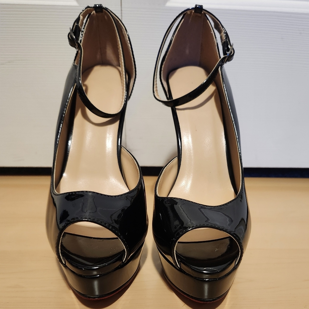 Peep toe high heel with ankle strap